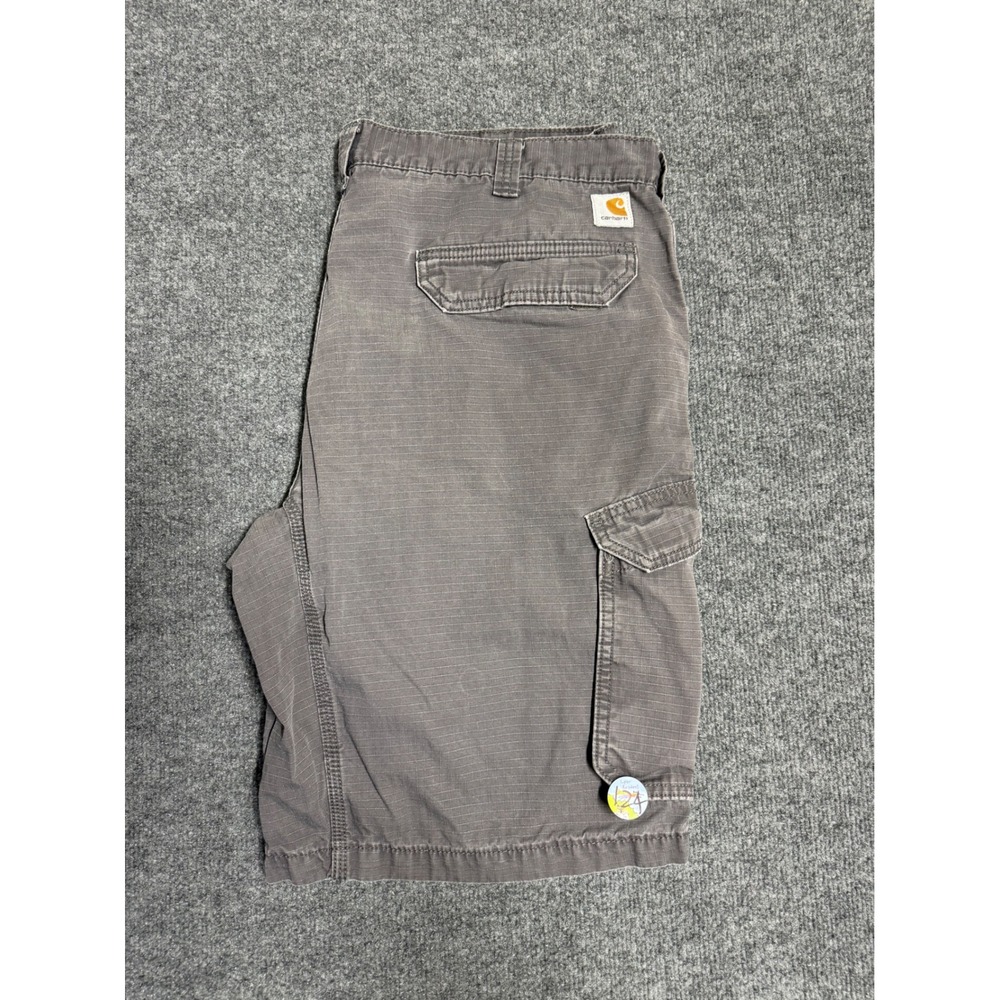 Carhartt Men's Gray Ripstop Cotton Cargo Shorts Relaxed Fit Cargo Pockets Zip 40